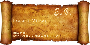 Ecseri Vince névjegykártya